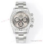 1-1 Swiss Replica Rolex Daytona New 4131 C1 Factory Gray Stainless Steel with Baguettes